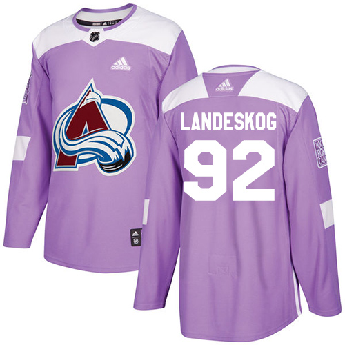 Adidas Avalanche #92 Gabriel Landeskog Purple Authentic Fights Cancer Stitched NHL ...