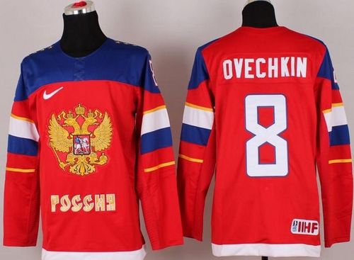 2014 Olympic Team Russia #8 Alexander Ovechkin Red Stitched NHL Jersey ...